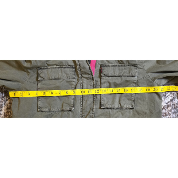 Levi’s Strauss Women’s Olive Green Parka Jacket Size L Lightweight Utility Coat - Picture 3 of 7